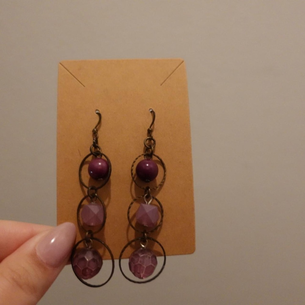 Purple Beaded Earrings